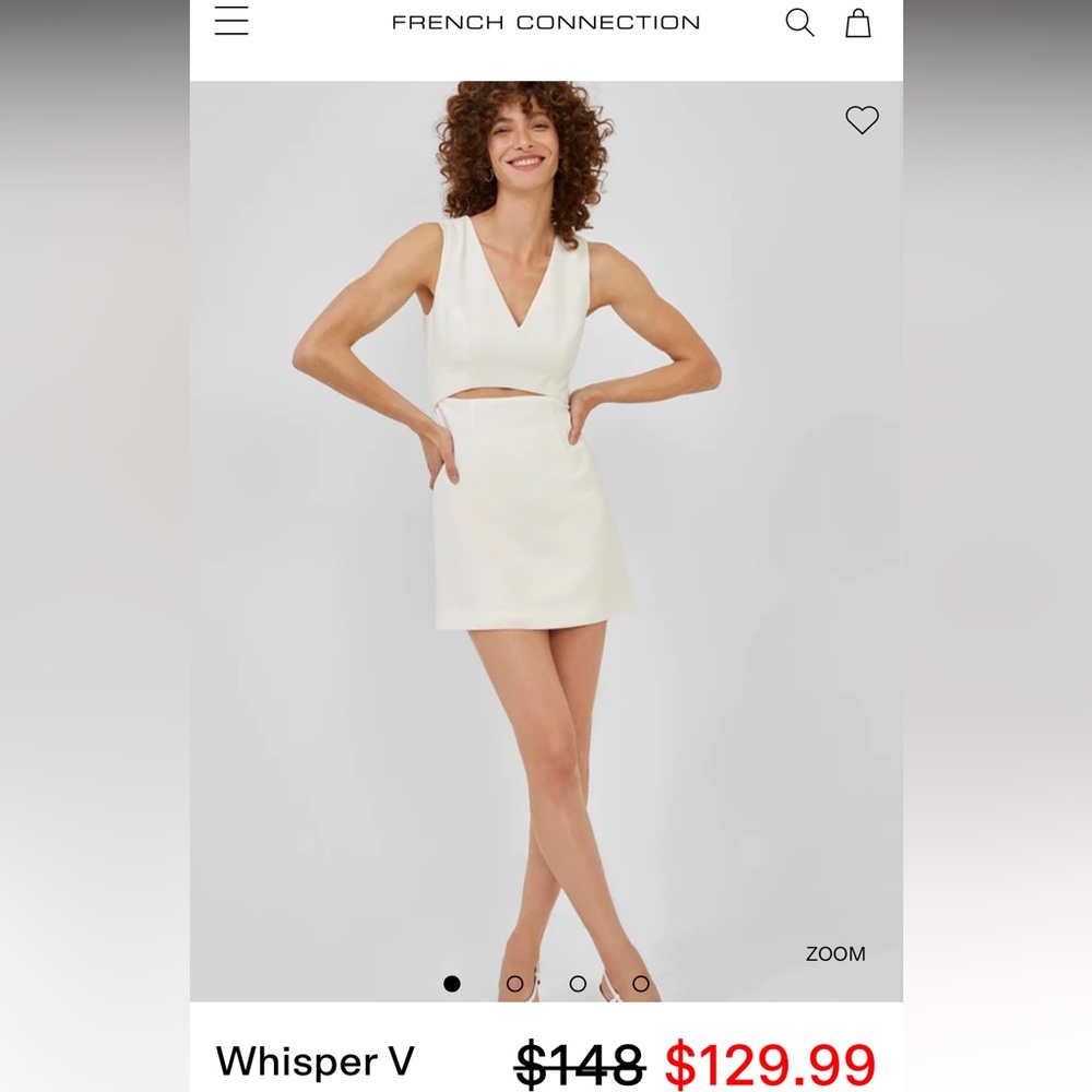 French connection white vneck cut out dress